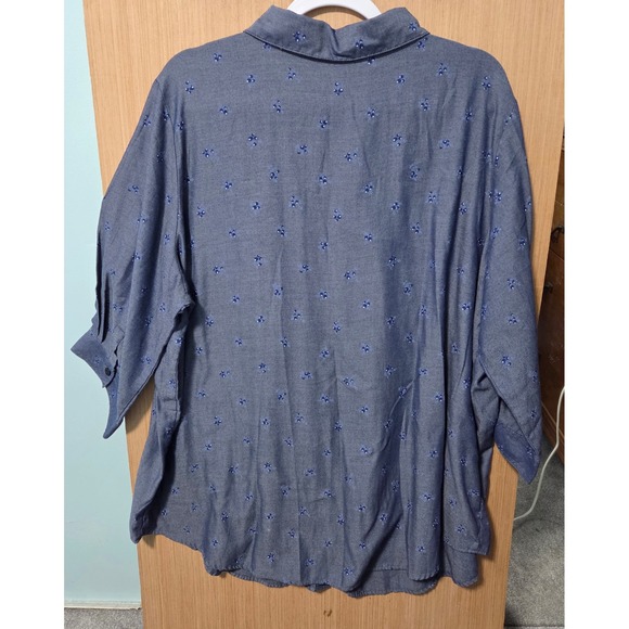 Woman Within Denim Look Tunic‎ Top Button Down Shirt Plus Size 1X 22/24 - Picture 2 of 5